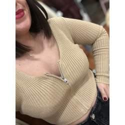 CHAQUETA CROP CAMEL